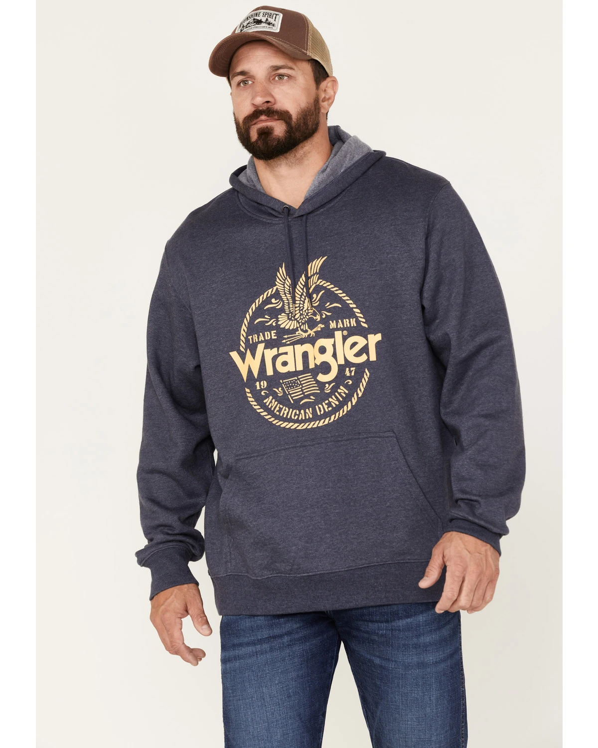Wrangler Men's Crest Eagle Logo Graphic Hooded Sweatshirt 3 Wrangler Men's Crest Eagle Logo Graphic Hooded Sweatshirt