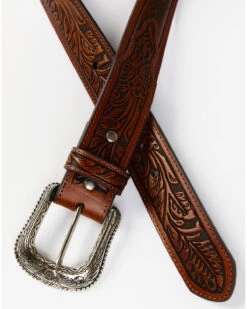 Cody James Men's Ostrich Print Tooled Belt -Wraner Clothing Shop 2000366776 200 P2