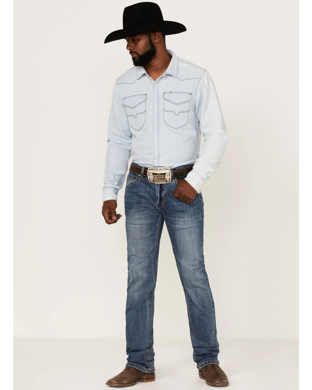 Rock & Roll Denim Men's Hooey Revolver Medium Wash Reflex Stretch Slim Straight Jeans 5 Rock & Roll Denim Men's Hooey Revolver Medium Wash Reflex Stretch Slim Straight Jeans - Image 3