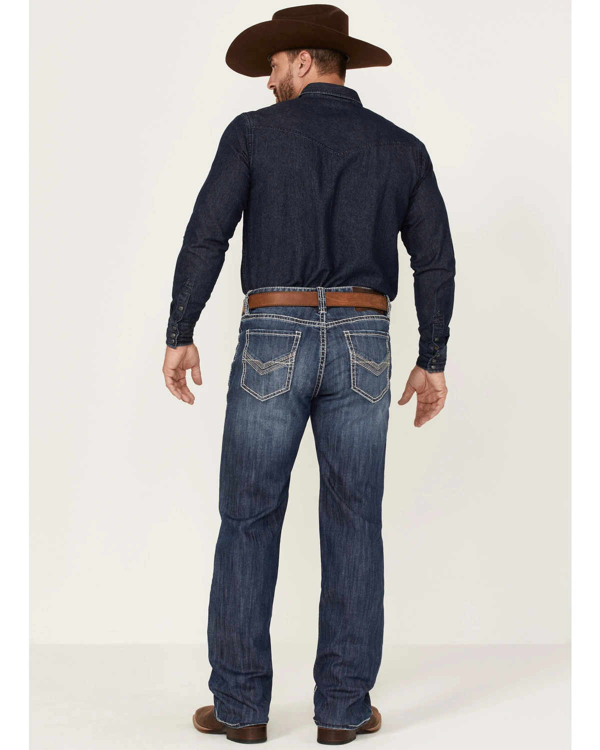 Rock & Roll Denim Men's Dark Wash Double Barrel Stretch Relaxed Straight Jeans 3 Rock & Roll Denim Men's Dark Wash Double Barrel Stretch Relaxed Straight Jeans