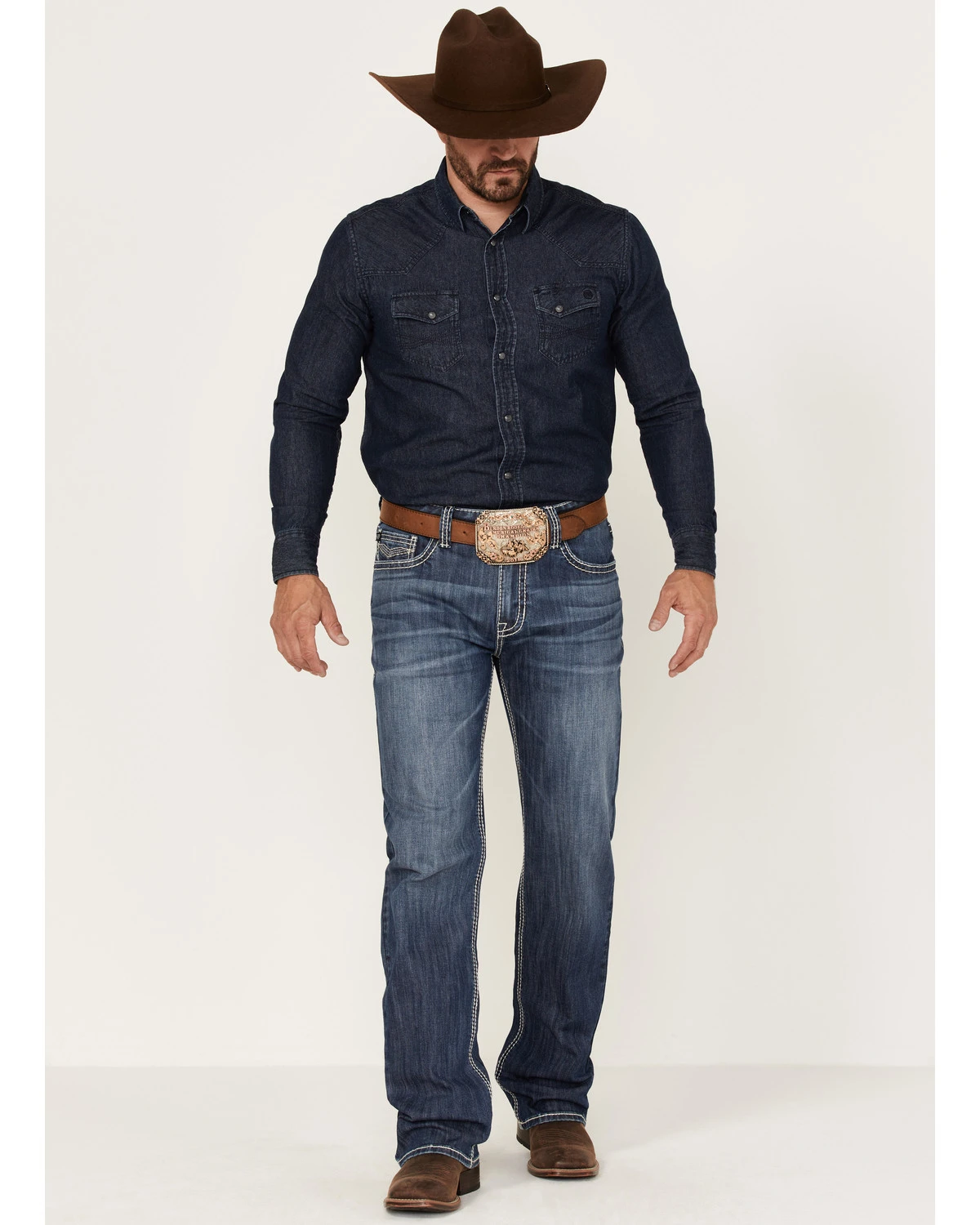 Rock & Roll Denim Men's Dark Wash Double Barrel Stretch Relaxed Straight Jeans 5 Rock & Roll Denim Men's Dark Wash Double Barrel Stretch Relaxed Straight Jeans - Image 3