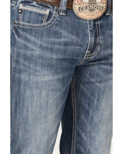 Rock & Roll Denim Men's Revolver Medium Wash Reflex Stretch Slim Straight Jeans -Wraner Clothing Shop 2000367645 202 P4