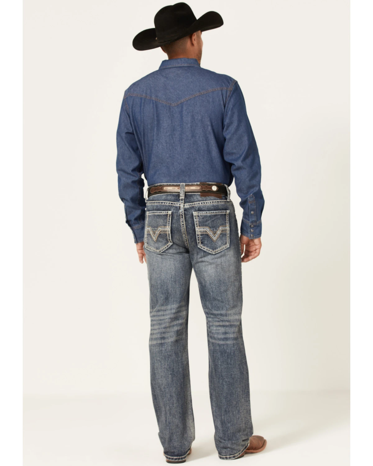 Rock & Roll Denim Men's Double Barrel Medium Wash Two Tone Raise Relaxed Straight Jeans 3 Rock & Roll Denim Men's Double Barrel Medium Wash Two Tone Raise Relaxed Straight Jeans