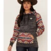 Hooey Women's Southwestern Contrast Print Summit Hoodie -Wraner Clothing Shop 2000369085 022 P1