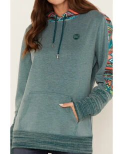 Hooey Women's Southwestern Contrast Print Canyon Hoodie -Wraner Clothing Shop 2000369088 442 P3