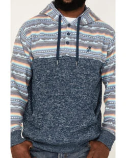 Hooey Men's Southwestern Print Landscape 1/4 Button Hooded Pullover 8 Hooey Men's Southwestern Print Landscape 1/4 Button Hooded Pullover -Wraner Clothing Shop 2000370572 410 P3