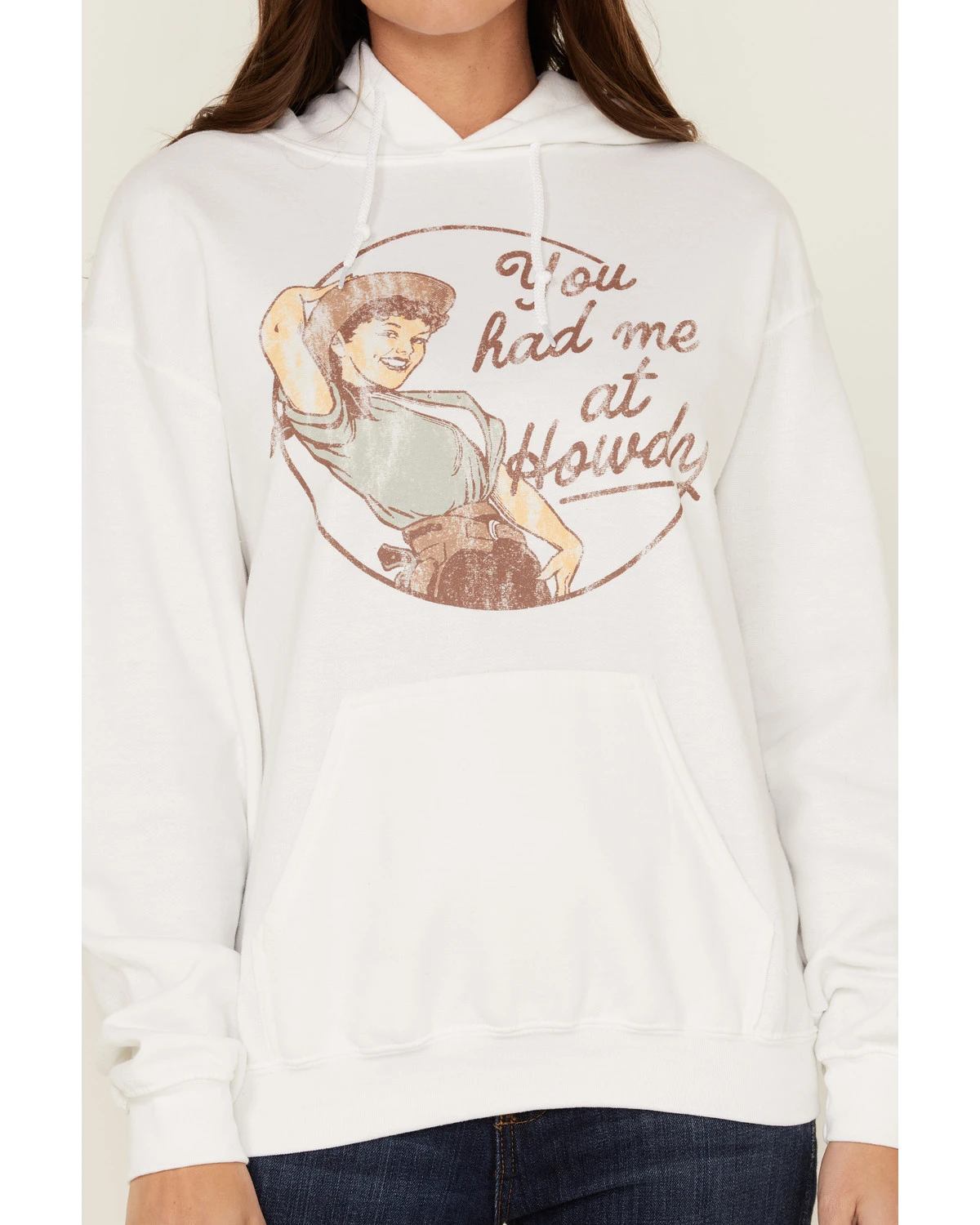 Goodie Two Sleeves Women's You Had Me At Howdy White Graphic Hoodie 4 Goodie Two Sleeves Women's You Had Me At Howdy White Graphic Hoodie - Image 2