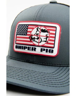 Oil Field Hats Men's Sniper Pig America Flag Rubber Patch Mesh Back Ball Cap -Wraner Clothing Shop 2000372465 022 P2