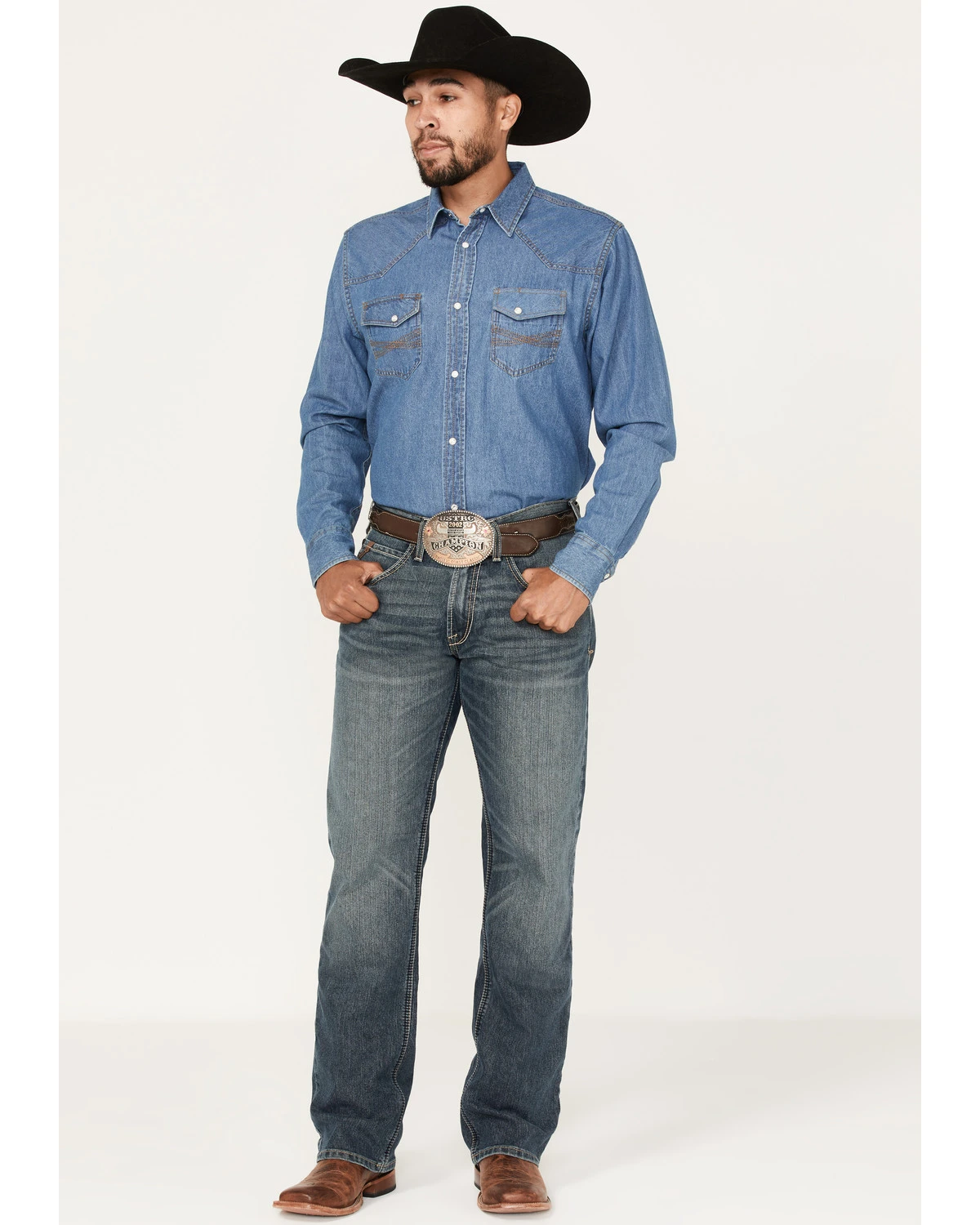 Ariat Men's M5 Louisville Seneca Medium Wash Stretch Straight Leg Jeans 3 Ariat Men's M5 Louisville Seneca Medium Wash Stretch Straight Leg Jeans