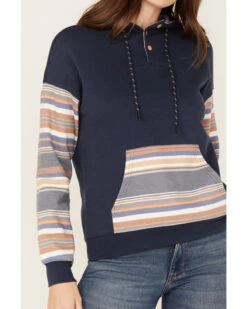 RANK 45 Women's Stripe Contrast Hooded Pullover -Wraner Clothing Shop 2000374967 410 P3