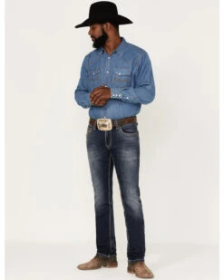 Rock & Roll Denim Men's Rifle Dark Wash Vintage Reflex Slim Stretch Skinny Jeans -Wraner Clothing Shop 2000375489 416 P3