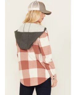 Cleo + Wolf Women's Buffalor Plaid Print Hooded Flannel Shirt -Wraner Clothing Shop 2000380772 200 P4