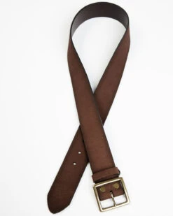 Brothers & Sons Men's Brown Brass Buckle & Roughout Leather Belt -Wraner Clothing Shop 2000381515 200 P2