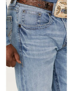 Rock 47 By Wrangler Men's Crazy Ivan Light / Medium Wash Slim Straight Stretch Denim Jeans -Wraner Clothing Shop 2000384277 400 P2