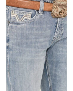 Rock & Roll Denim Men's Revolver Light Vintage Wash Slim Straight Reflex Denim Jeans -Wraner Clothing Shop 2000386200 412 P4