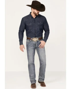 Rock & Roll Denim Men's Pistol Medium Vintage Wash Straight Leg Denim Jeans -Wraner Clothing Shop 2000386204 414 P3