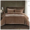 HiEnd Accents Dusty Rose Stella Faux Silk & Velvet Super King 3-Piece Duvet Cover Set -Wraner Clothing Shop 2000388468 662 P1