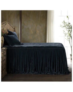 HiEnd Accents Midnight Blue Stella Faux Silk & Velvet King 3-Piece Bedspread Set