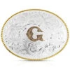 Montana Silversmiths Classic Western Oval Two-Tone Initial Belt Buckle - G
