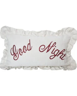 HiEnd Accents White Bandera Good Night Embroidery Pillow