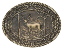 AndWest Men's White Tail Deer With Scrolls Belt Buckle