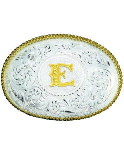 Montana Silversmiths Engraved Initial E Western Belt Buckle