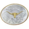 Montana Silversmiths 1350 Series German Silver Longhorn Western Belt Buckle -Wraner Clothing Shop 290C98 94 P1