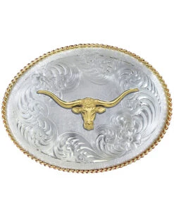 Montana Silversmiths 1350 Series German Silver Longhorn Western Belt Buckle